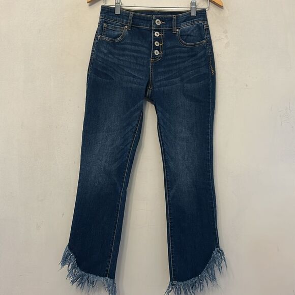INC International Concepts Straight leg Frayed Hem Blue Jeans Size 4 EUC - Picture 3 of 12